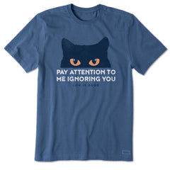 Life is Good Men's Pay Attention Cat Eyes Short Sleeve Tee