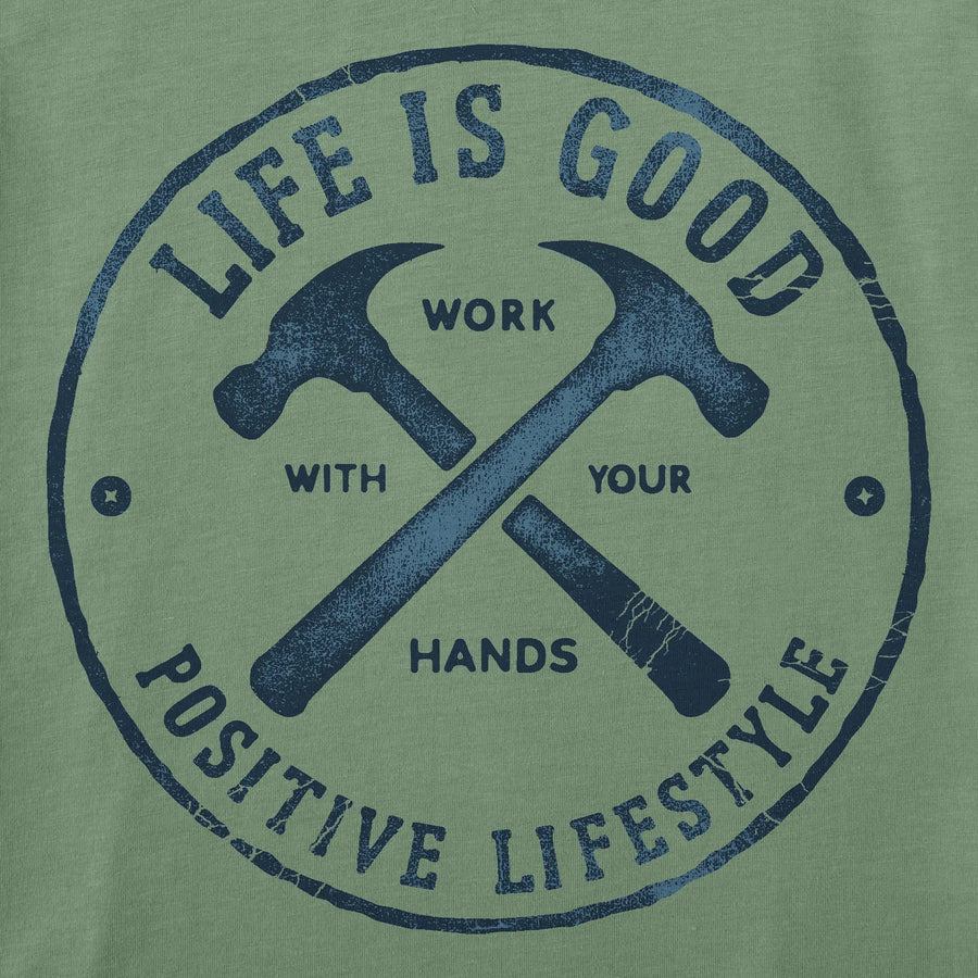 Life is Good Men's Work With Your Hands Hammers Long Sleeve Crusher Tee