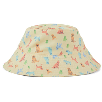Life is Good Kids Playful Dog Pattern Made in the Shade Bucket Hat