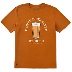 Life is Good Men's Easily Distracted by Beer Crusher Tee