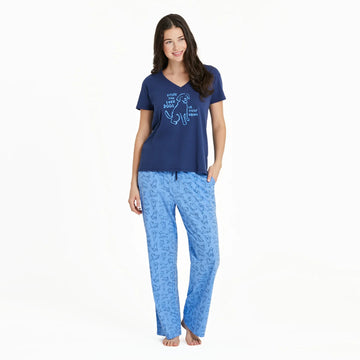 Life is Good Women's Inkbrush Dog Pattern Snuggle Up Sleep Pant