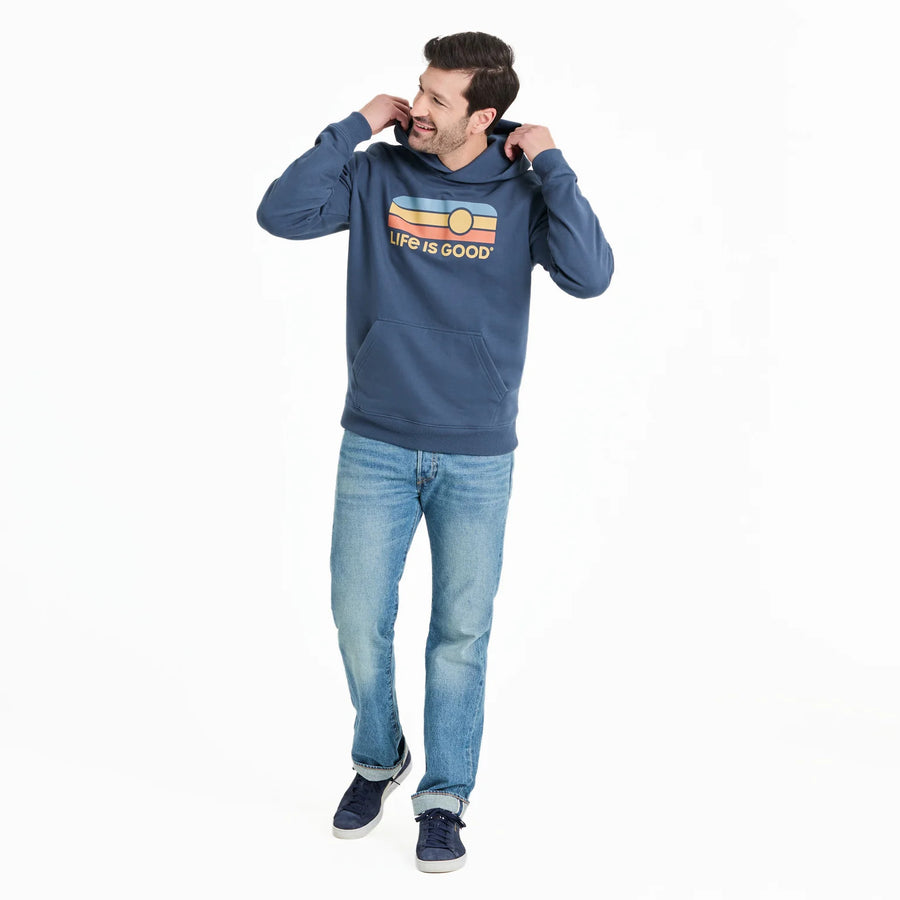 Life is Good Men's Sun and Stripes Good Vibes Fleece Hoodie