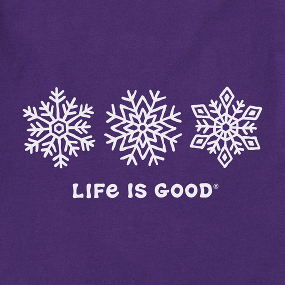 Life is Good Women's Three Snowflakes Long Sleeve Crusher Lite Vee