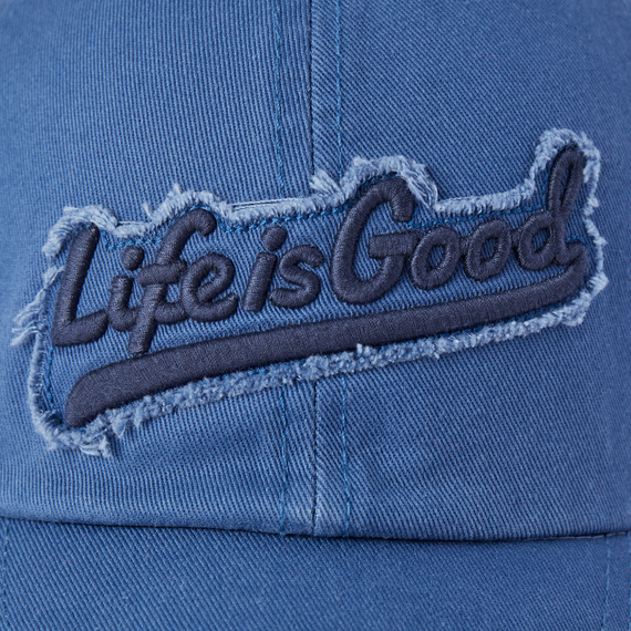 Life is Good Ballyard Script Angled Tattered Chill Cap