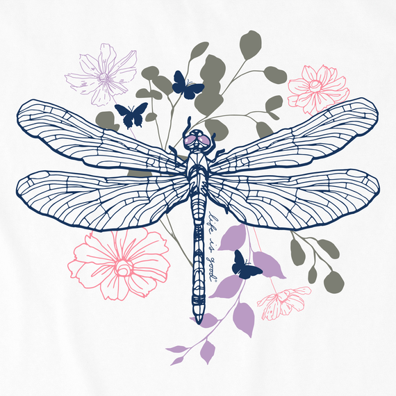 Life is Good Women's Floral Backdrop Dragonfly Crusher Tee