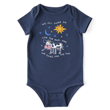 Life is Good Baby We All Shine On Cow Crusher Bodysuit