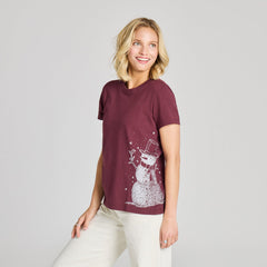 Life is Good Women's Sparkle Snowman Cardinal Crusher Tee