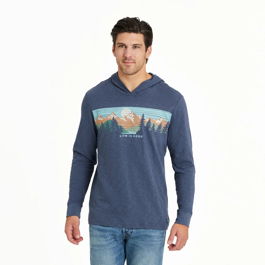 Life is Good Men's Landscape Mountain Scene Long Sleeve Slub Hoodie
