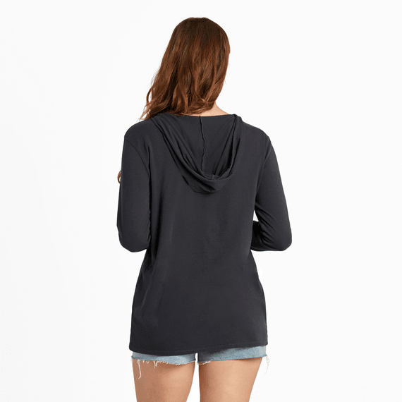 Life is Good Women's Botanical Flowers Long Sleeve Crusher Lite Hooded Tee