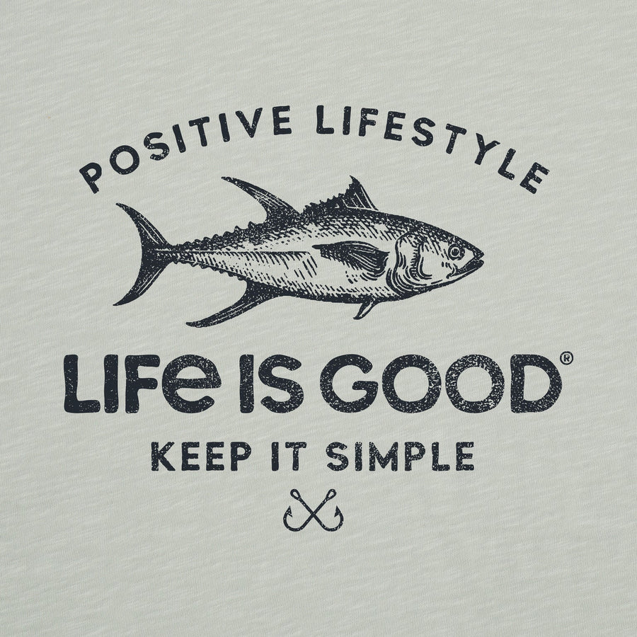 Life is Good Men's Positive Lifestyle Tuna Fish Long Sleeve Slub Hoodie