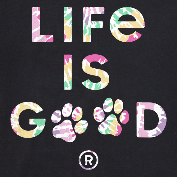 Life is Good Women's Tie Dye Life is Good Paw Print Long Sleeve Crusher Tee