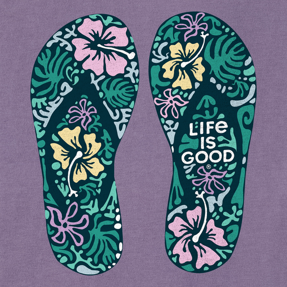 Life is Good Women's Hibiscus Flip Flops Crusher Tee