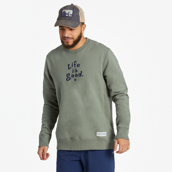 Life is Good Men's LIG Vintage Wordmark Stacked Simply True Fleece Crew