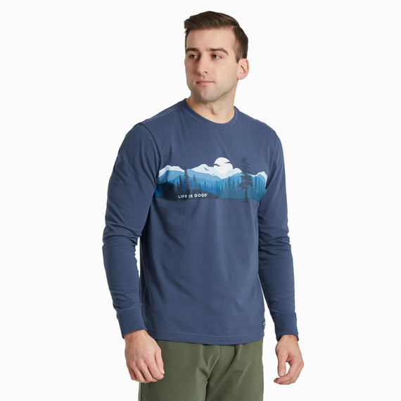 Life is GoodMen's Outdoor Mountain Landscape Long Sleeve Crusher Lite Tee