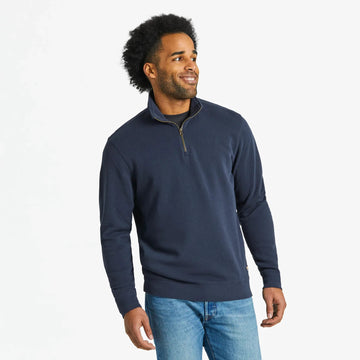 Life is Good Men's Solid French Terry Quarter Zip