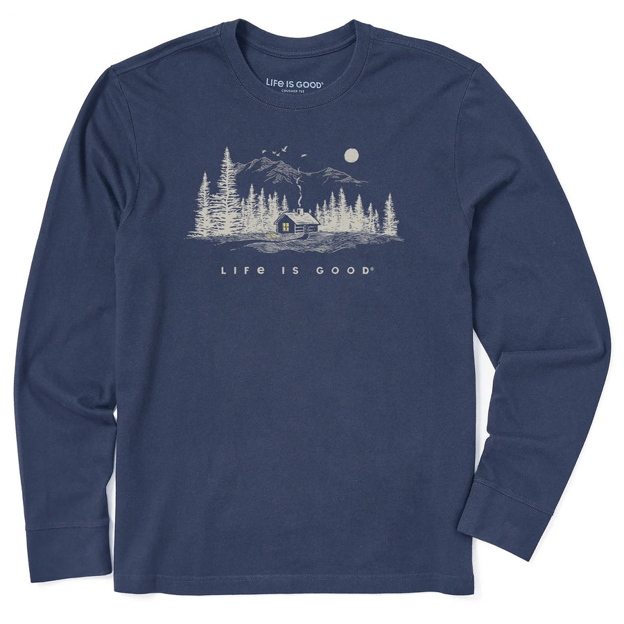 Life is Good Men's Cabin Escape Long Sleeve Crusher Tee