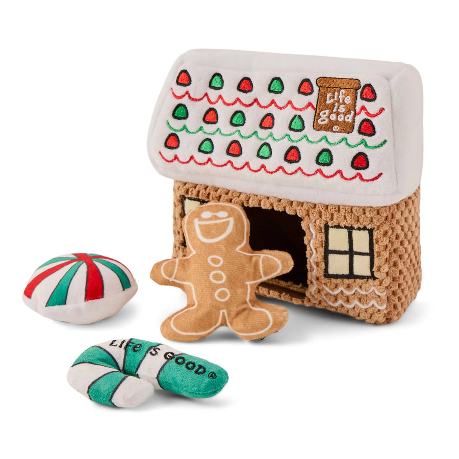 Life is Good Gingerbread House Burrow Dog Toy