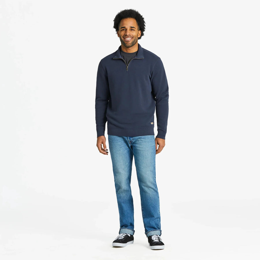 Life is Good Men's Solid French Terry Quarter Zip