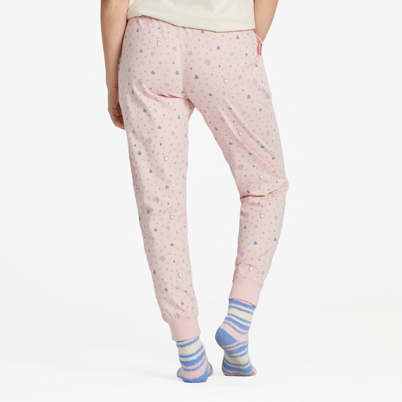 Life is Good Women's Scattered Hearts Pattern Snuggle Up Sleep Jogger