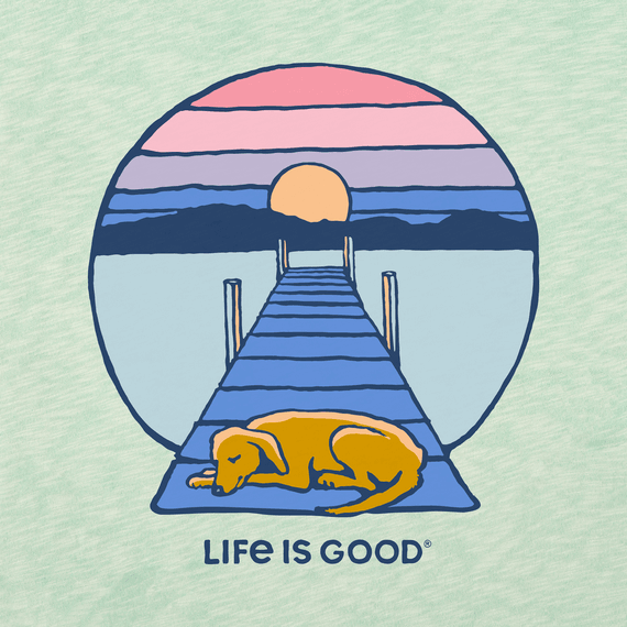 Life is Good Women's Dock Dog Sunset Textured Slub Tank