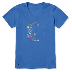 Life is Good Women's Blooming Wildflower Crescent Moon Crusher Vee