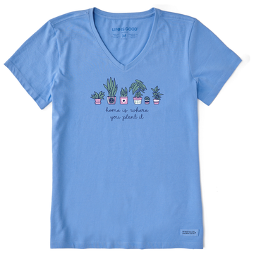 Life is Good Women's Home is Where you Plant it Short Sleeve Vee