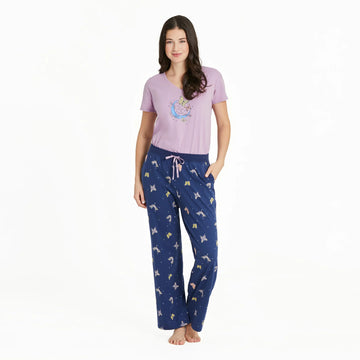 Life is Good Women's Celestial Butterfly Pattern Snuggle Up Sleep Pant