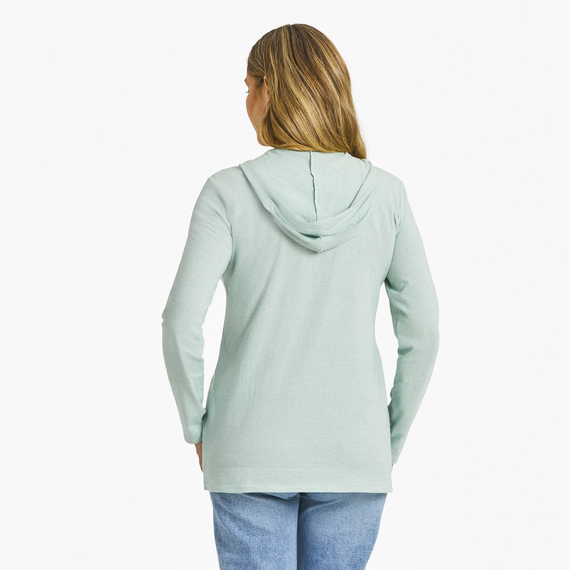 Life is Good Women's Roaming Turtle Long Sleeve Striped Crusher Lite Hooded Tee