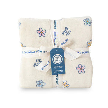 Life is Good Vintage Daisies Plush Throw Blanket