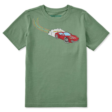 Life is Good Kids Peelin' Out Race Car Short Sleeve Crusher Tee