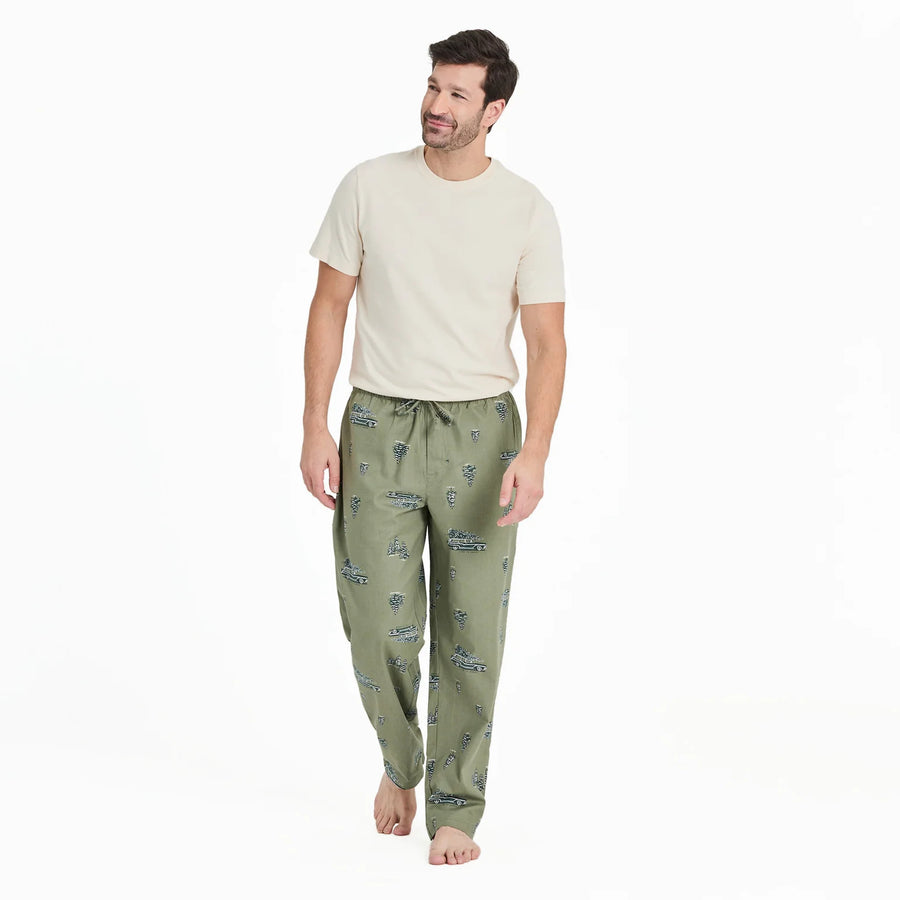 Life is Good Men's Christmas Tree Wagon Pattern Classic Sleep Pant