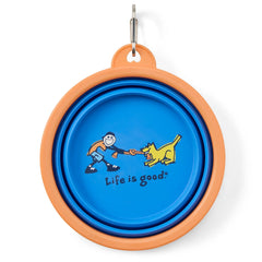 Life is Good Jake & Rocket Tug of War Silicone Travel Dog Bowl