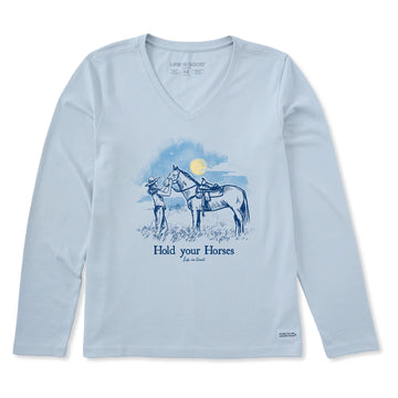 Life is Good Women's Hold Your Horses Cowgirl Long Sleeve Crusher Vee
