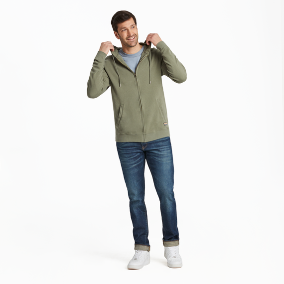 Life is Good Men's Solid French Terry Zip Hoodie