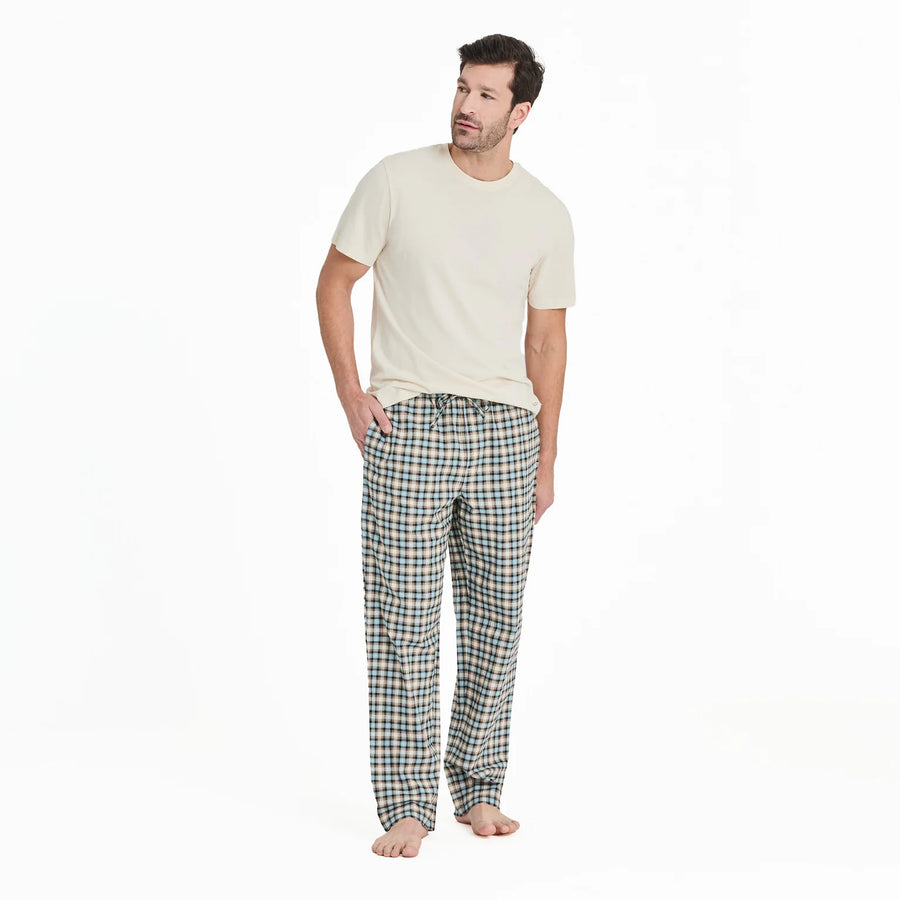 Life is Good Men's Putty Check Plaid Classic Sleep Pant