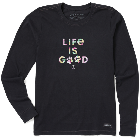 Life is Good Women's Tie Dye Life is Good Paw Print Long Sleeve Crusher Tee