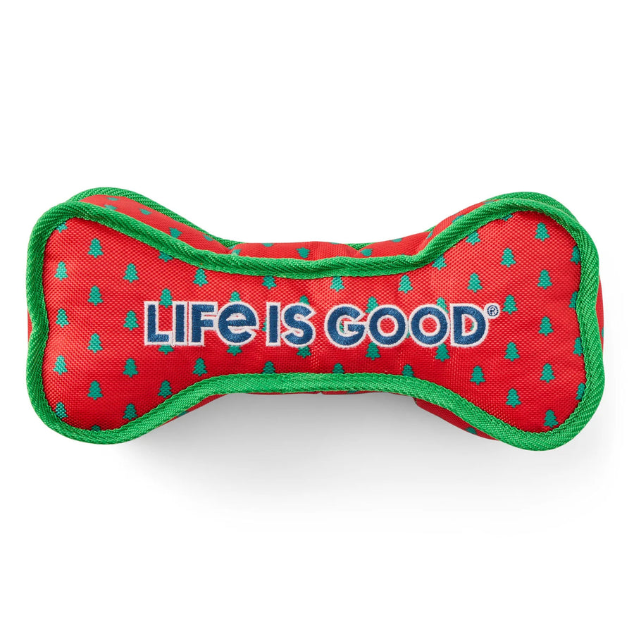 Life is Good Christmas Trees Jumbo Oxford Bone Dog Toy