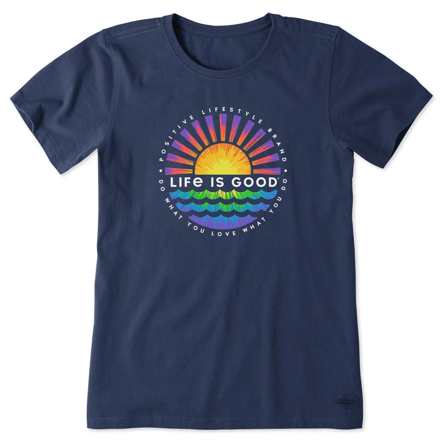 Life is Good Women's Tie Dye Sunset Burst Crusher Lite Tee