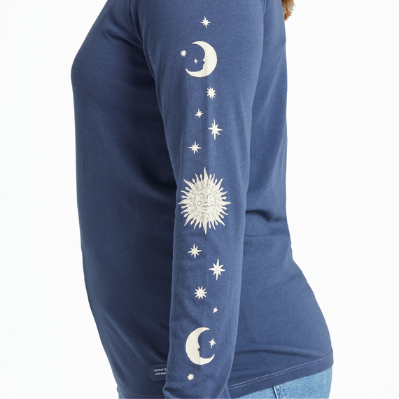 Life is Good Women's Celestial Sun & Moons Long Sleeve Crusher Lite Tee