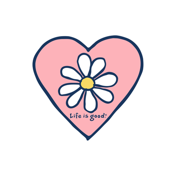 Life is Good Simple Daisy Heart Small Die Cut Sticker