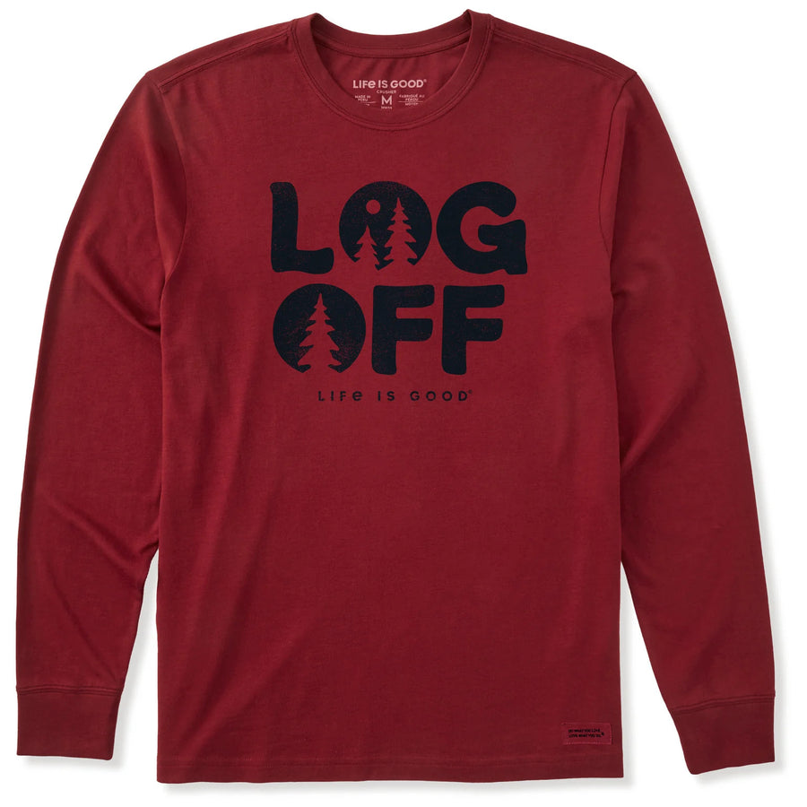 Life is Good Men's Clean Log Off Long Sleeve Crusher Tee
