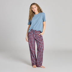 Life is Good Women's Deep Burgundy Check Plaid Classic Sleep Pant