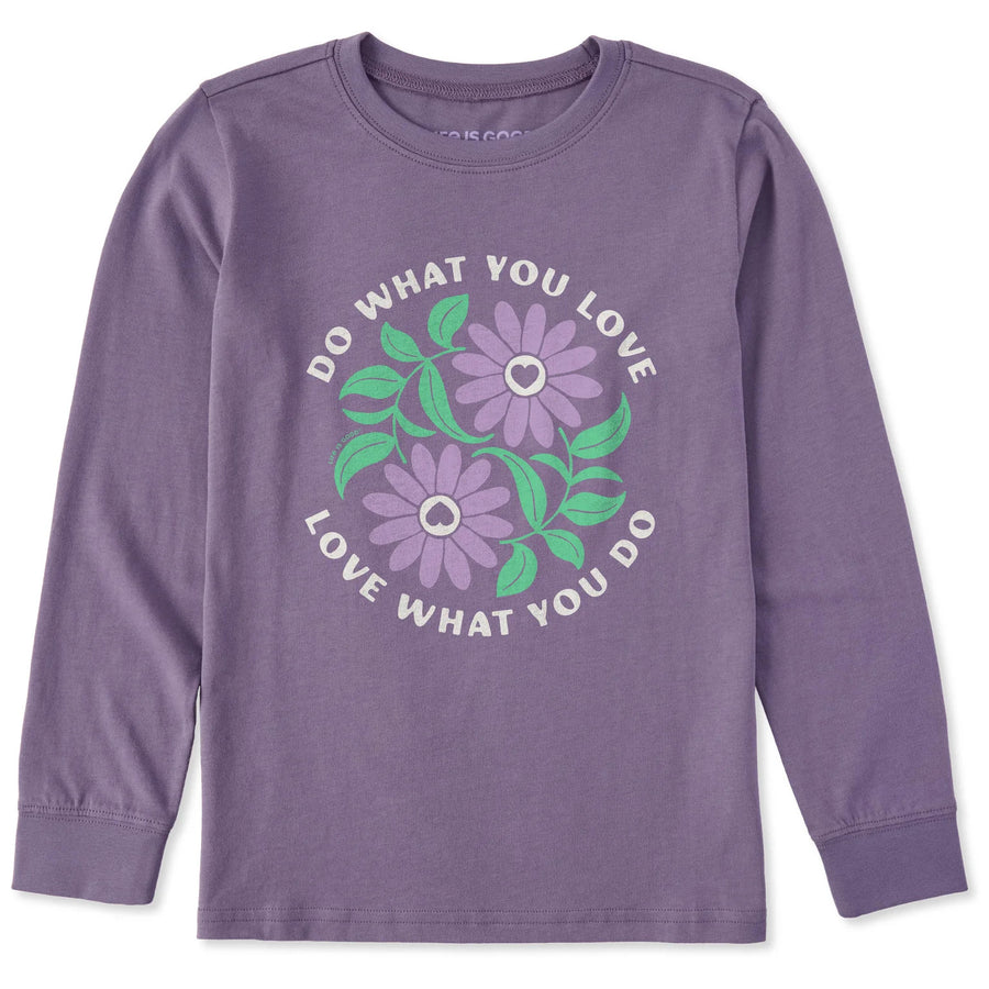 Life is Good Kids Do What You Love Yin Yang Flowers Long Sleeve Crusher Tee