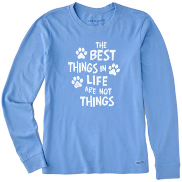 Life is Good Women's Wordsmith Best Things in Life Paws Long Sleeve Crusher Tee