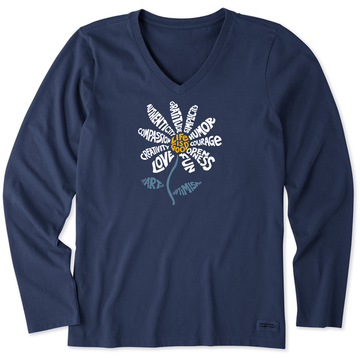 Life is Good Women's Superpowers Daisy Long Sleeve Crusher Vee
