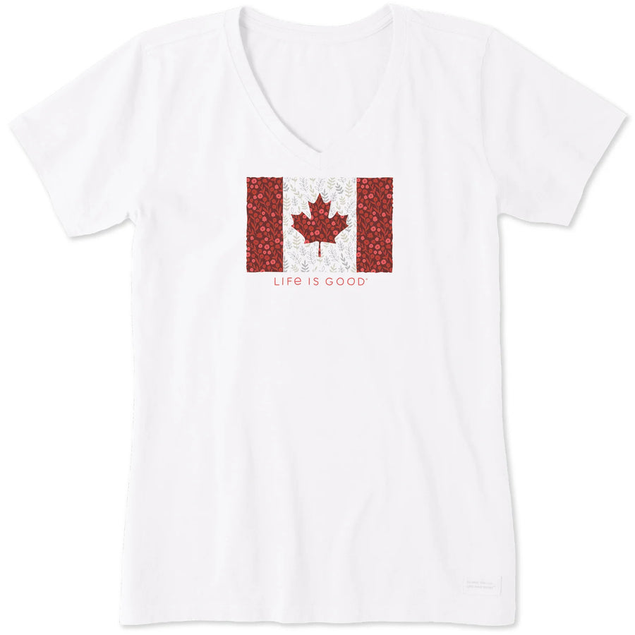 Life is Good Women's Canadian Flag Wildflowers Crusher Vee