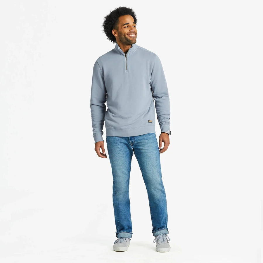 Life is Good Men's Solid French Terry Quarter Zip