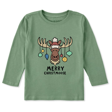 Life is Good Toddler Merry Christmoose Ornaments Vintage Long Sleeve Crusher Tee