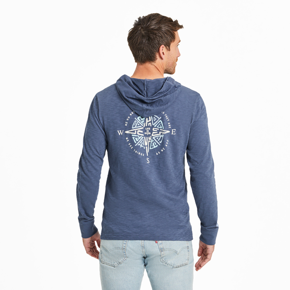 Life is Good Men's Tribal Compass Textured Slub Hoodie