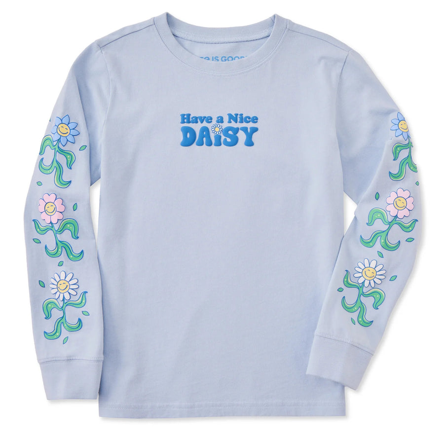 Life is Good Kids Have A Nice Daisy Flower Long Sleeve Crusher Tee